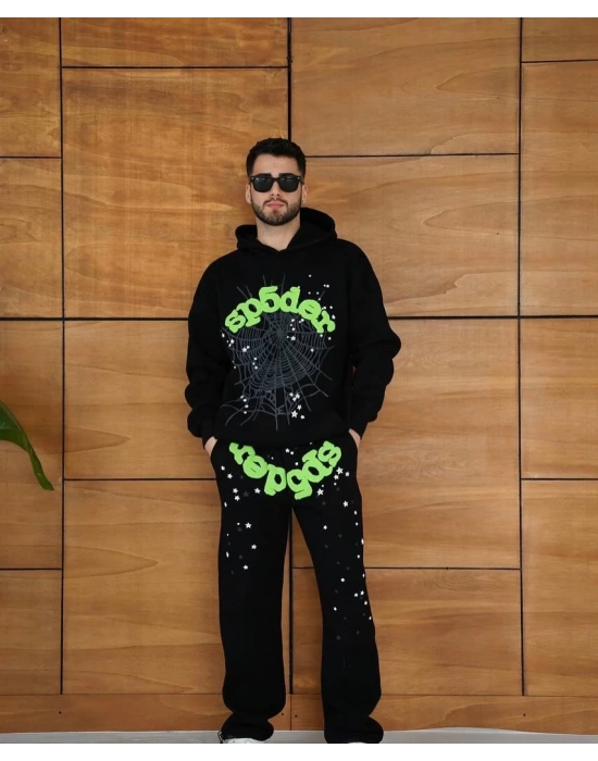 Spider Şardonlu Unisex Eşofman Takımı - Siyah