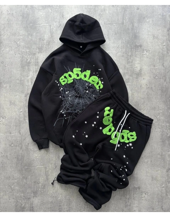Spider Şardonlu Unisex Eşofman Takımı - Siyah