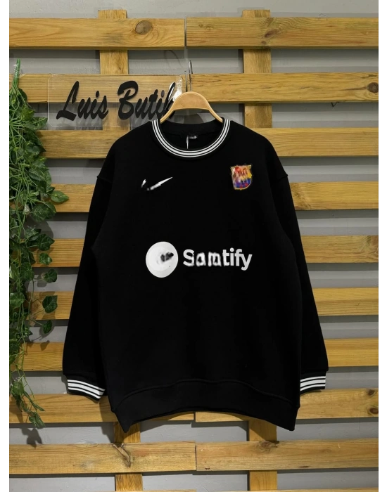 Spo Şardonlu Unisex Sweatshirt - Siyah