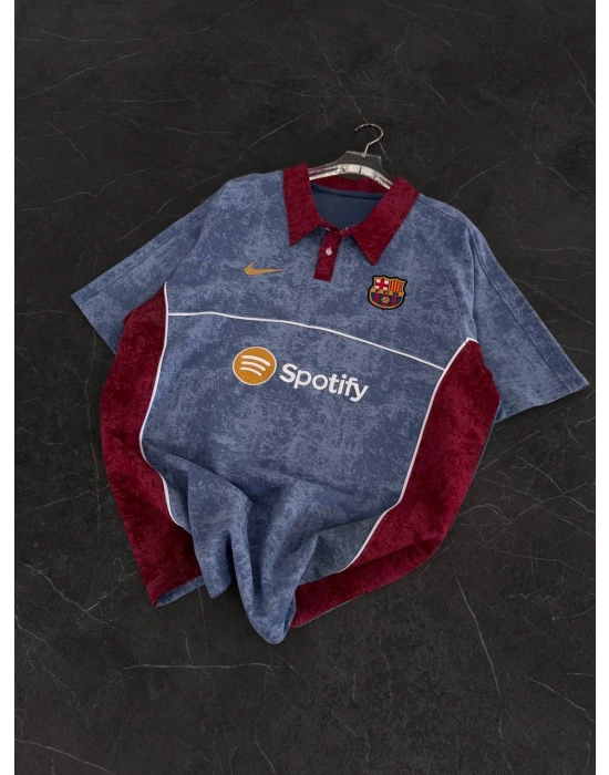 Spotfy Polo Yaka Unisex Tshirt Mavi