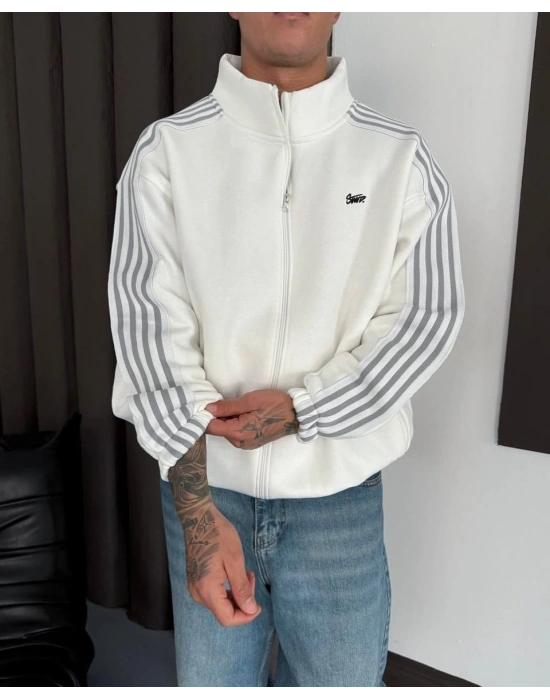 Sw Unisex Şardonlu Hırka - Beyaz