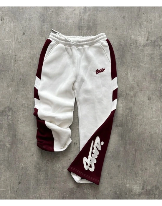 SWD Şardonlu Unisex Eşofman Beyaz