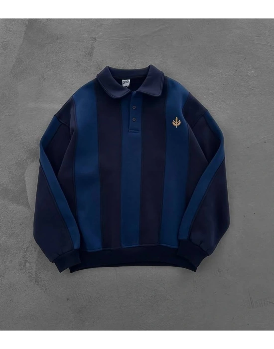 Taraftar Polo Yaka Oversize Şardonlu Sweatshirt