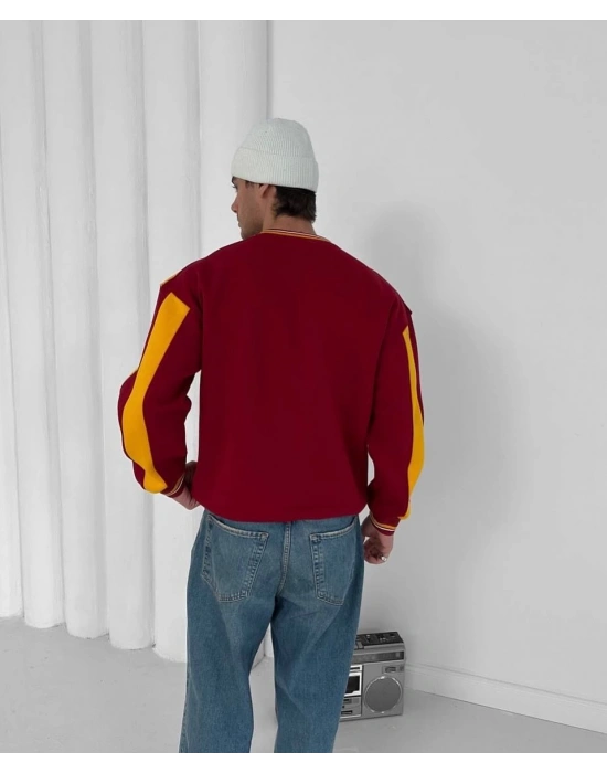 Taraftar Ribanalı Unisex Bisiklet Yaka Sweatshirt Galatasaray