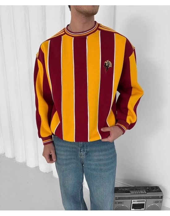 Taraftar Ribanalı Unisex Bisiklet Yaka Sweatshirt Galatasaray