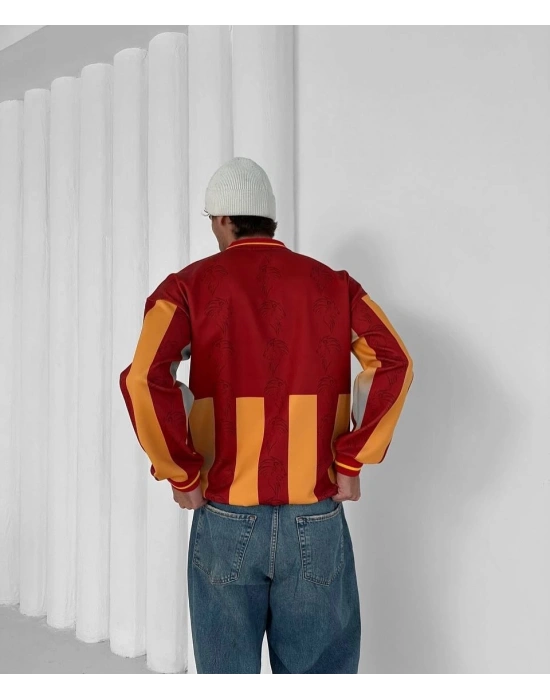 Taraftar Şardonlu Unisex Polo Yaka Sweatshirt Galatasaray