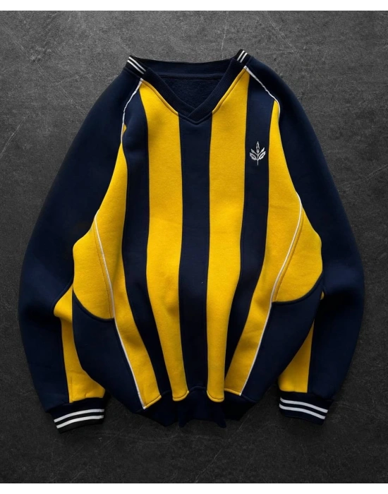 V Yaka Taraftar Unisex Şardonlu Sweatshirt