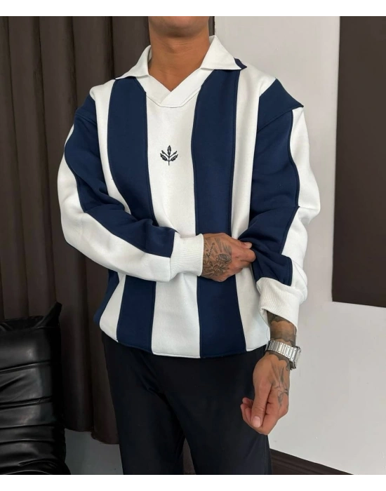 Yeni Sezon Polo Yaka Unisex Şardonlu Sweatshirt