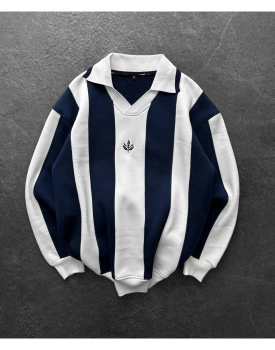 Yeni Sezon Polo Yaka Unisex Şardonlu Sweatshirt