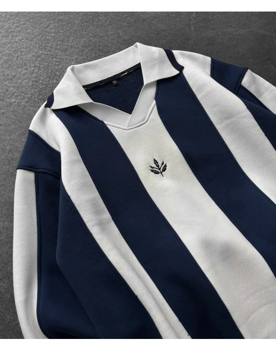 Yeni Sezon Polo Yaka Unisex Şardonlu Sweatshirt