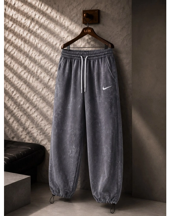 Yıkamalı Baggy Eşofman Gri