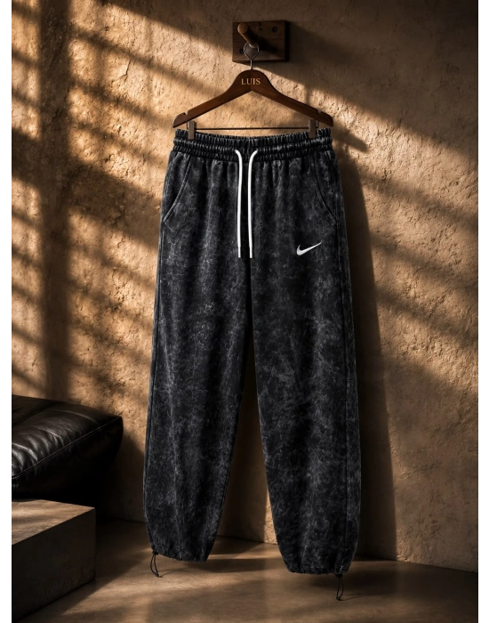 Yıkamalı Baggy Eşofman Siyah