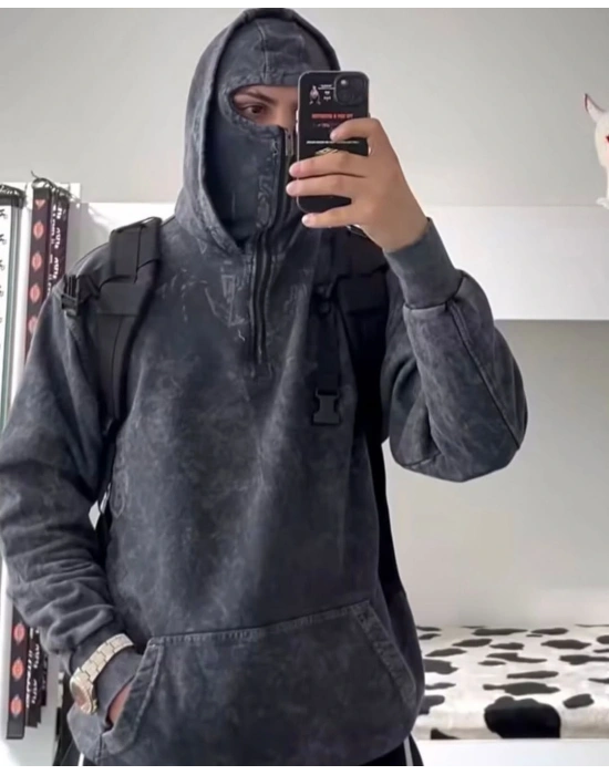 Yıkamalı Kar Maske Unisex Hırka