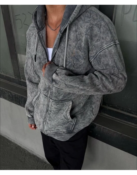 Yıkamalı Şardonlu Unisex Hırka