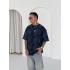 Basic Yıkamalı NK Oversize Tshirt Lacivert