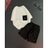 Cepli Unisex Şortlu Takım - Beyaz/Siyah