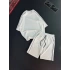 Kol Biyeli Unisex Şortlu Takım -Beyaz