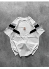 RM Nakışlı Oversize Unisex Tshirt Beyaz