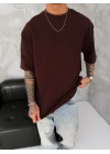 Basic Oversize Unisex Tshirt Kahverengi