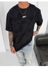SW Yıkamalı Oversize Unisex Tshirt Siyah