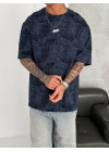 SW Yıkamalı Oversize Unisex Tshirt Lacivert