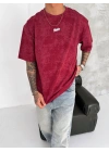 SW Yıkamalı Oversize Unisex Tshirt Kırmızı