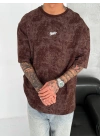 SW Yıkamalı Oversize Unisex Tshirt Kahverengi