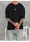 Basic Yıkamalı NK Oversize Tshirt Siyah