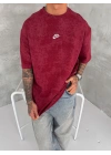 Basic Yıkamalı NK Oversize Tshirt Kırmızı