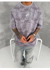 Basic Yıkamalı NK Oversize Tshirt Gri
