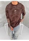 Basic Yıkamalı NK Oversize Tshirt Kahverengi