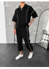Fermuar Detay Unisex Eşofman Takım Siyah