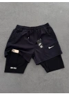 Spor Taytlı Şort Siyah