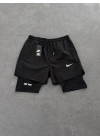 Spor Taytlı Şort Siyah