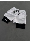 Spor Taytlı Şort Beyaz