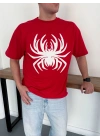 Kabartma Detay Oversize Tshirt Kırmızı