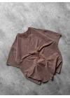 Basic Yıkamalı Oversize Tshirt Kahverengi