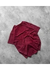 Basic Yıkamalı Oversize Tshirt Bordo