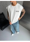 Sırt Detay Oversize Sıfır Kol Beyaz