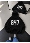 247 OVERSİZE KAPÜŞONLU SWEATSHİRT SİYAH