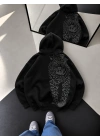 SIRT DETAY DESEN SWEATSHİRT SİYAH