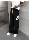 BASKI DETAY BAGGY OVERSİZE EŞOFMAN SİYAH