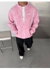 BİYELİ ŞARDONLU UNİSEX HIRKA PEMBE