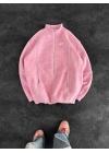 BİYELİ ŞARDONLU UNİSEX HIRKA PEMBE