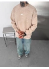 SWD YIKAMALI ŞARDONLU SWEATSHİRT BEJ