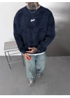 SWD YIKAMALI ŞARDONLU SWEATSHİRT LACİVERT