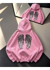ANGEL ŞARDONLU SWEATSHİRT PEMBE