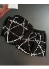 Dikenli Unisex Şortlu Takım - Siyah