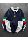 İtaly Parçalı Unisex Şardonlu Sweatshirt Lacivert