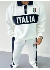İtaly Şardonlu Unisex Eşofman Takım Beyaz